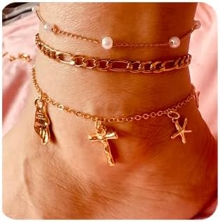 Initial Charm Anklets For Women Shell Letter Anklets Set Gold Charms Pendant Boho Summer Seashell Beach 14k Jewelry for Women Gift
