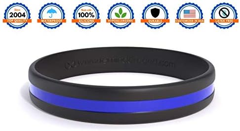 Reminderband Thin Blue Line Bracelet – Silicone Rubber Wristband for Men & Women Blue Silicone Bracelet for Police Graduation Gifts, Retirement, Events, Awareness