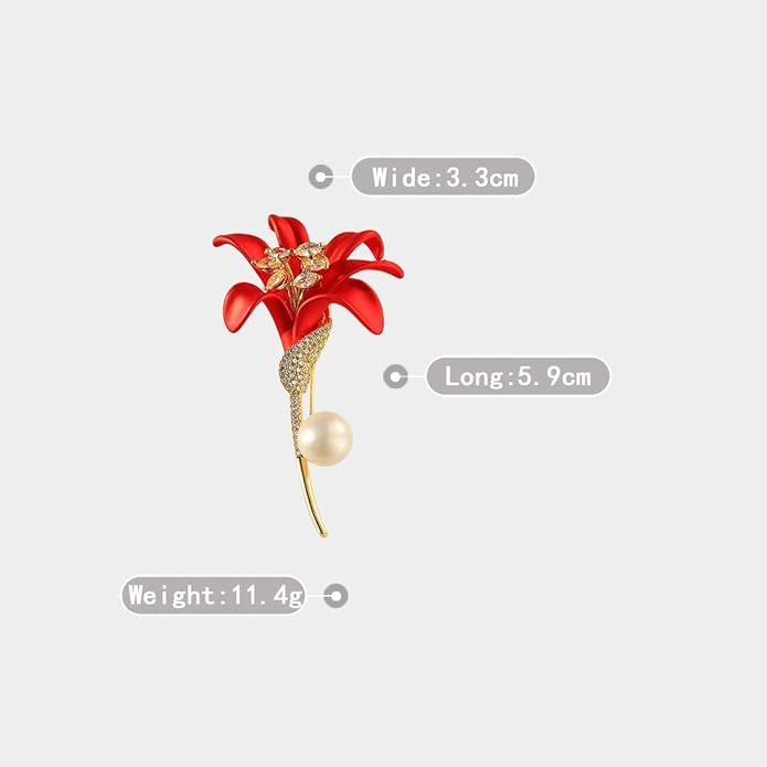 AILONMEI Red Rose Flower Brooches and Pins for Women Costume Jewelry Brooch Pins Broches Jewelry for Women Elegant Lady Pin