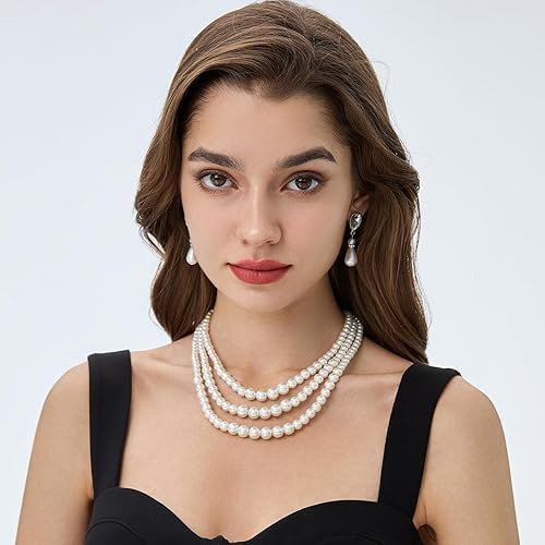Long Pearl Necklace for women - Elegant Long Necklaces for Women Classic Pearl Choker Necklaces for Women Luxurious Pearl Necklaces for women Timeless Pearls Necklaces for Women Perfect for Weddings Parties Special Occasions