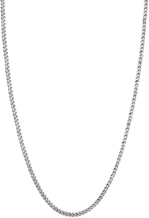 Savlano 925 Sterling Silver Rhodium Plated Solid 1.5MM Franco Square Box Chain Necklace for Women & Men-Made In Italy Comes with a Gift Box