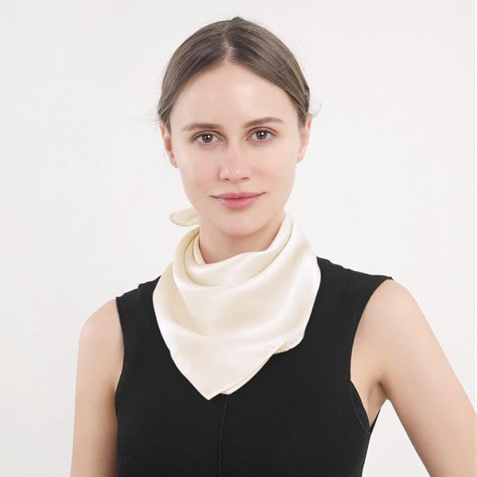 ANDANTINO 100% Mulberry Silk Square Scarf for Hair-25.6" X25.6'' Women Men Natural Silk Neckerchief Digital Printed Headscarf