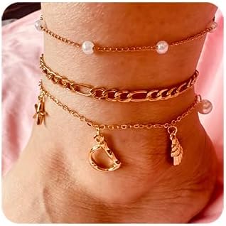 Initial Charm Anklets For Women Shell Letter Anklets Set Gold Charms Pendant Boho Summer Seashell Beach 14k Jewelry for Women Gift