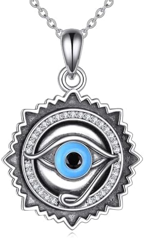 Evil Eye Necklace 925 Sterling Silver Evil Eye Pendant Necklace Greek Protection Jewelry Gifts Lucky Necklace for Women Men