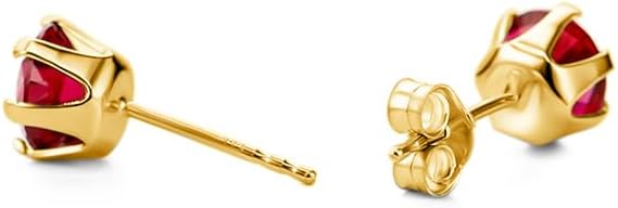 Round 14K Gold Earrings for Women in Solid 14K White Gold 585/14K Yellow Gold 585 with Ruby/Sapphire/Zirconia/Emerald Gemstones, Stud Earrings For Women,Women's Jewelry Delivered in Jewelry Box