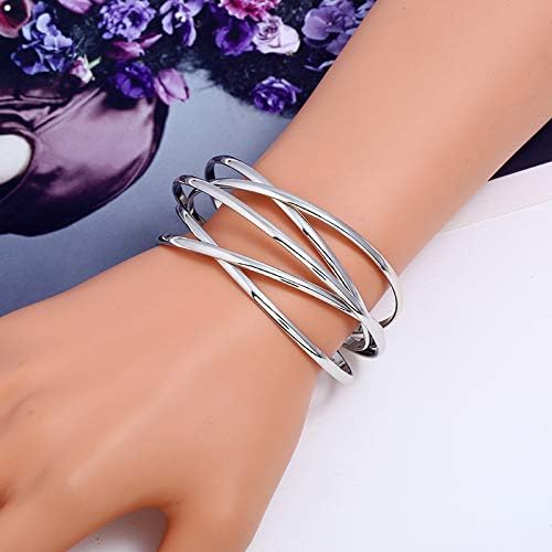 FUTIMELY Boho Chunky Cuff Bracelet for Women,Gold/Silver/Rose gold Multi-layer Cross Wire Bangle Bracelets Open Adjustable Wide Cuff Bracelet Fashion Statement Jewelry