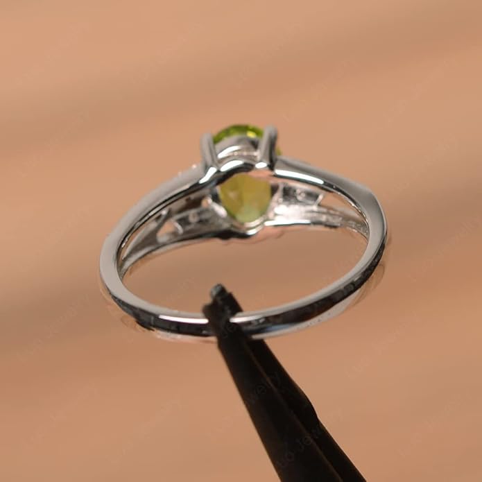 925 Sterling Silver Oval Shaped 8X6 MM Gemstone Ring Leaf Engagement Ring for Women Jewelry