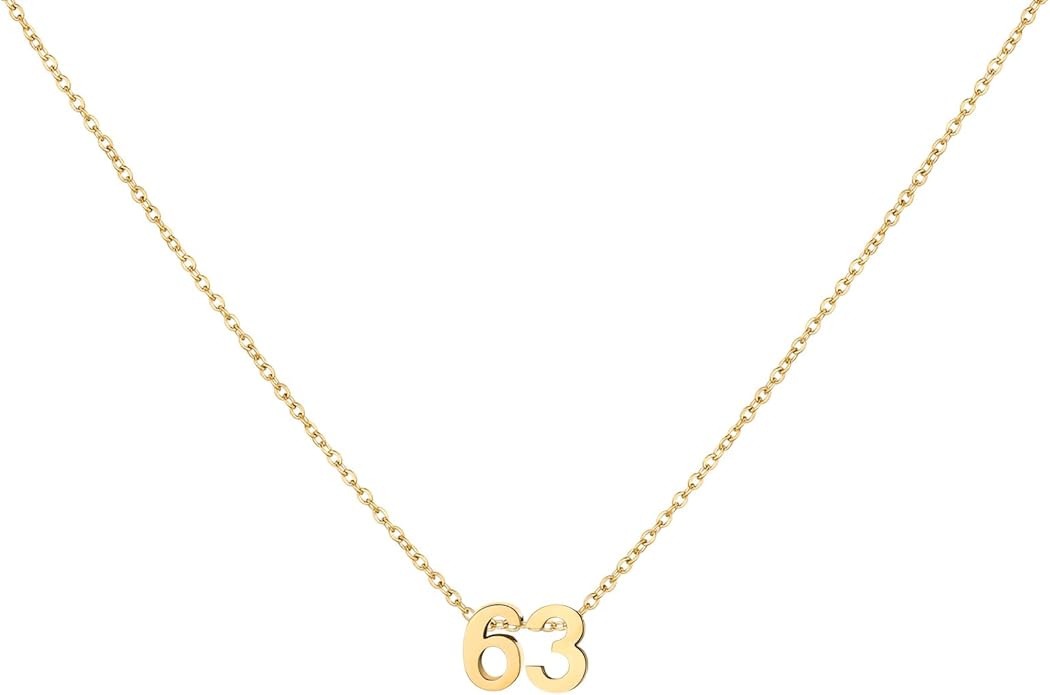 Number Necklace for Women Dainty 18K Gold Plated Pendant Necklace Charm Birth Month Personalized Jewelry Birthday Gift