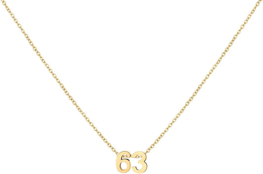 Number Necklace for Women Dainty 18K Gold Plated Pendant Necklace Charm Birth Month Personalized Jewelry Birthday Gift