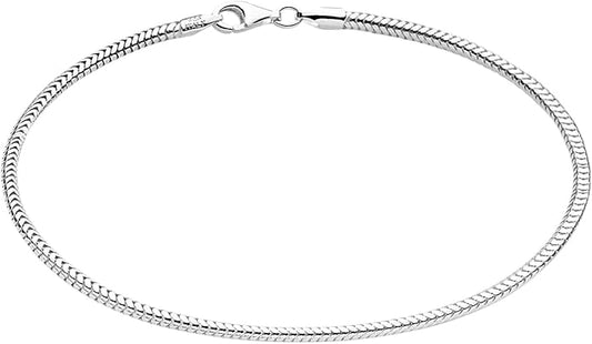 Savlano 925 Sterling Silver Solid Italian Figaro, Rope,Herringbone, Curb, Ball Bead, Snake, Mariner Chain Anklet for Women, Comes in 0.8mm - 5mm With Gift Box