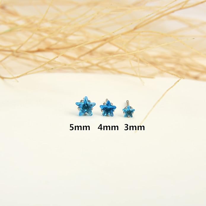 12 Pairs 18K Gold Plated Surgical Stainless Steel Stud Earrings, Star Heart Square Stud Earring for Women, Cubic Zirconia Birthstone Stud Earrings Set