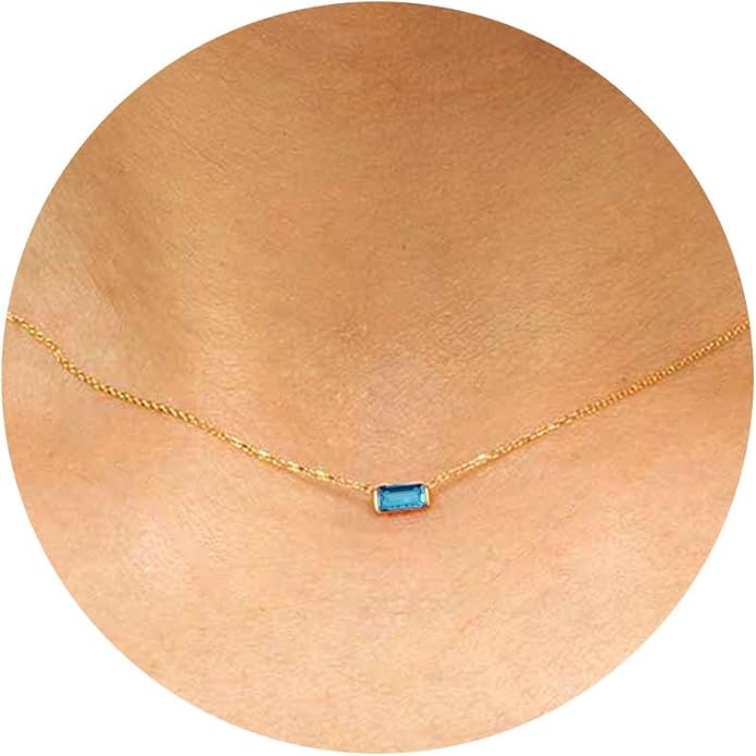 JSJOY Gold Birthstone Necklace for Women Dainty Birthstone Pendant Necklace for Teens Birthday Gifts Jewelry for Mothers Wife Grandma Graduation Gifts for Teenagers