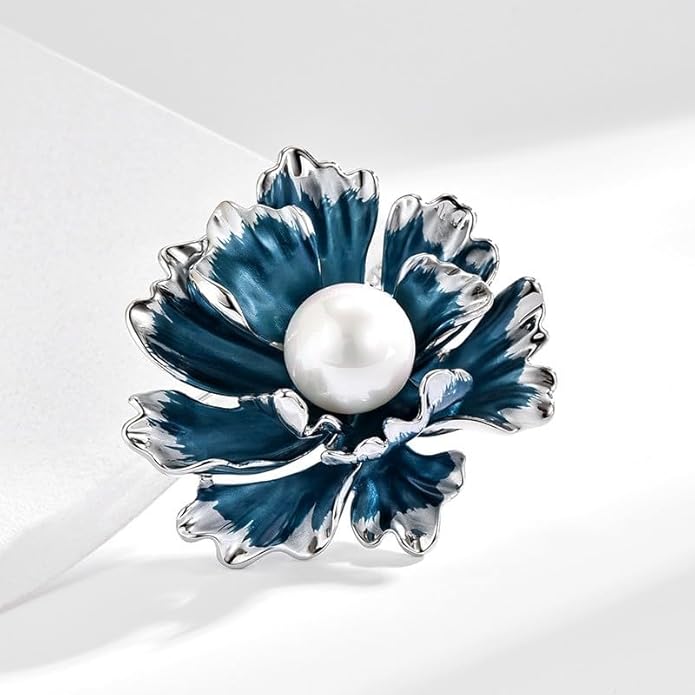Flower Brooch Pin Rhinestones Pearl Flower Brooches Floral Pin Jewelry for Women Girls