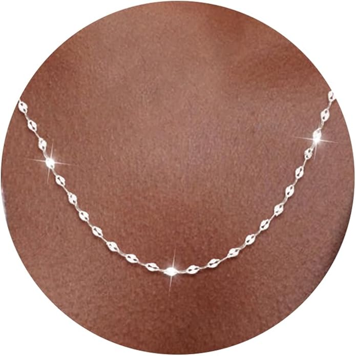 925 Sterling Silver Chain Necklace Link Chain Necklace for Women Simple Dainty 16K Gold Plated Necklace for Women Minimalist Waterproof Silver Necklace Trendy Jewelry Gifts