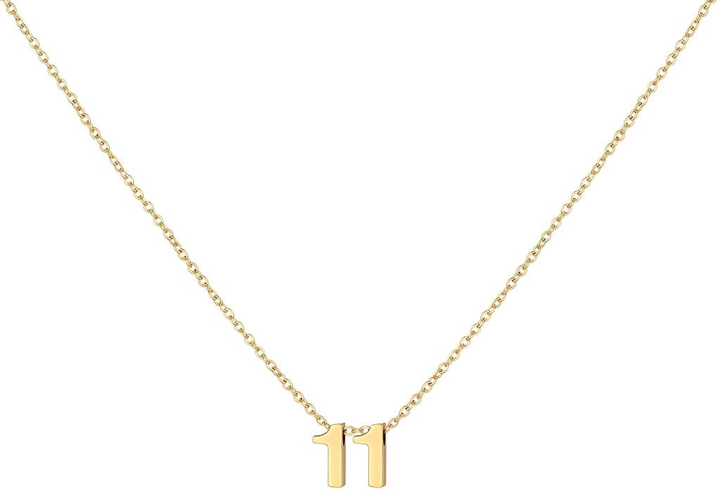 Number Necklace for Women Dainty 18K Gold Plated Pendant Necklace Charm Birth Month Personalized Jewelry Birthday Gift