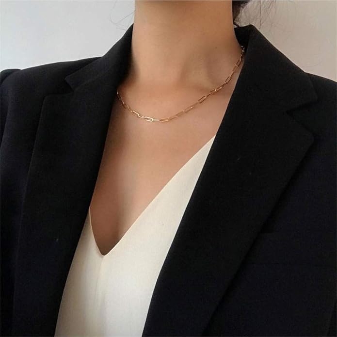 Turandoss Dainty Layered Choker Necklace, Handmade Y Pendant Necklace Multilayer Bar Disc Necklace Adjustable Layering Choker Necklaces for Women