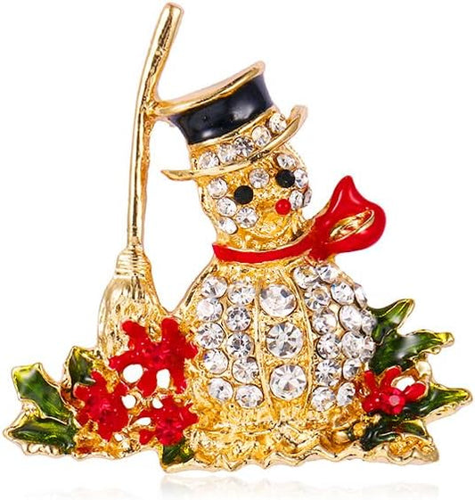 ONLYJUMP Christmas Bell Brooch Pins for Women Girls Lovely Crystal Christmass Tree Snowflake Bell Reindeer Snowman Brooches Colorful Xmas Enamel Pins Holiday Party Gift