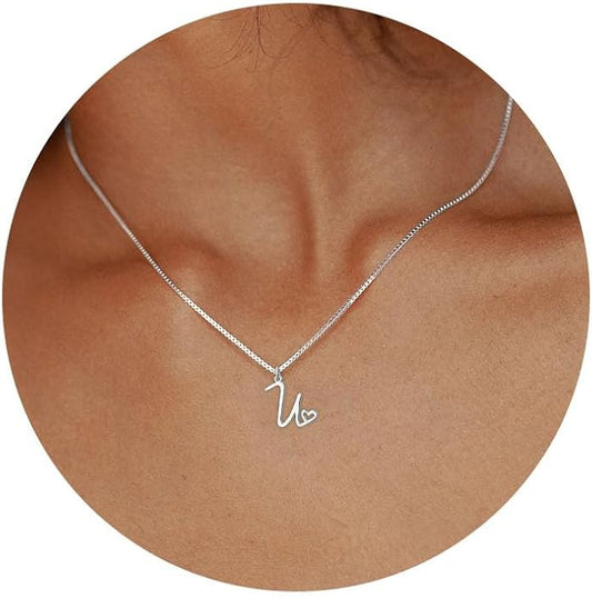 Initial Necklaces for Women Trendy, Dainty Silver Letter Necklace Cute Pendant Choker Name Necklace Personalized Costume Monogram Silver Jewelry Necklace for Women Valentines Gifts