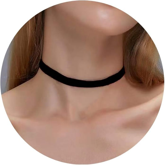 Fesciory Black Necklaces for Women, Adjustable Layered Velvet Leather Lace Collar Necklace, Goth Jewelry Gifts.