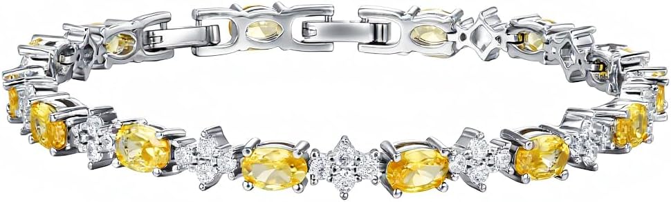 Tennis Birthstone Bracelets Sterling Silver Bracelets Charm Jewelry Birthday Gifts for Women,Girlfriend,Wife,Mom - Graduation, Friendship,Birthday, Anniversary