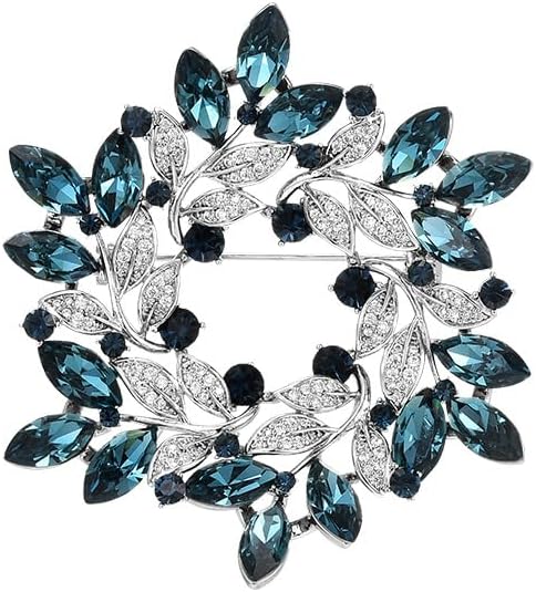 Vintage Botanical Flower Brooch for Women - An elegant crystal - inlaid metal pin accessory suitable for dresses, jackets, and scarves