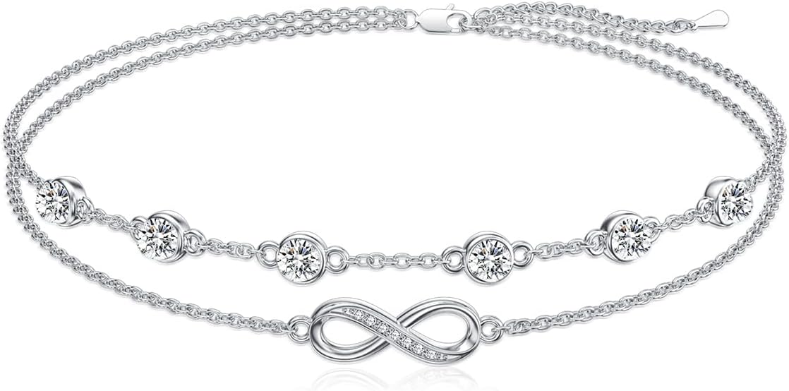 Dorunmo Anklet Bracelets For Women 925 Sterling Silver Birthstone/Infinity/Butterfly/Evil Eye/Turtle/Pineapple/Starfish/Heart Anklets Bracelets Jewelry Gifts for Women
