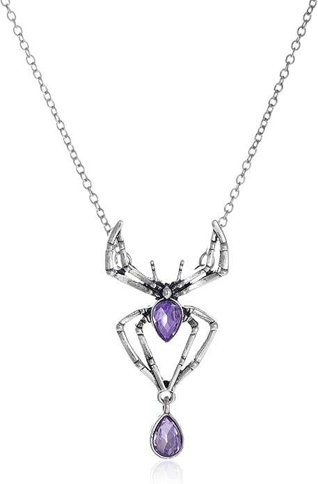 MIFYNN Vintage Gothic Spider Necklace Halloween Crystal Spider Pendant Necklace Punk Style Reptile Animal Jewelry for Woman