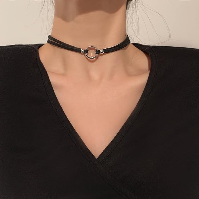 Black Choker Necklaces for Women 90s Red Black Velvet Choker Necklace Thick Thin Chocker Tube Heart Circle Choker Necklace Lace Tatto Collar Necklace Goth Choker Jewelry