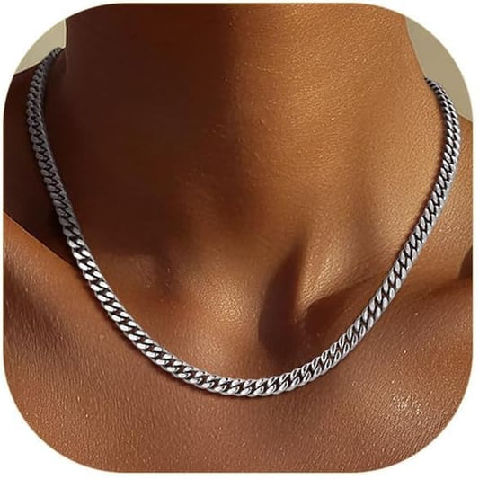 ChainsPro Chunky Cuban Link Chain Necklace for Women,Stainless Steel Silver/Gold Plated Thick Choker, 5/12/14mm Width,18" and 20" Punk Hip Hop Trendy Jewelry Gifts