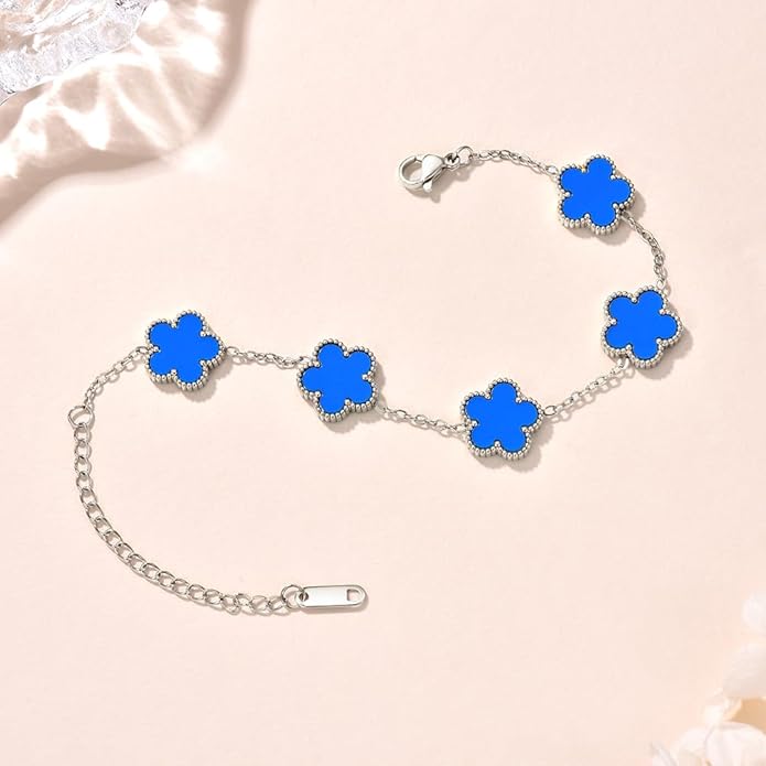 18K Gold-Plated Four Leaf Clover Bracelet for Women,Adjustable lucky Bracelet Set Jewelry Gift-Hypoallergenic Charm for Birthdays, Wellness & Daily Wear