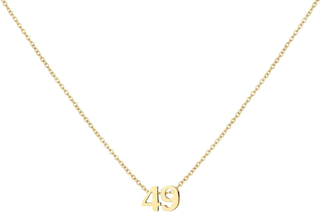 Number Necklace for Women Dainty 18K Gold Plated Pendant Necklace Charm Birth Month Personalized Jewelry Birthday Gift
