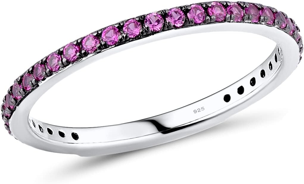 Santuzza 925 Sterling Silver Stackable Ring Engagement Wedding Band Stacking Ring for Women