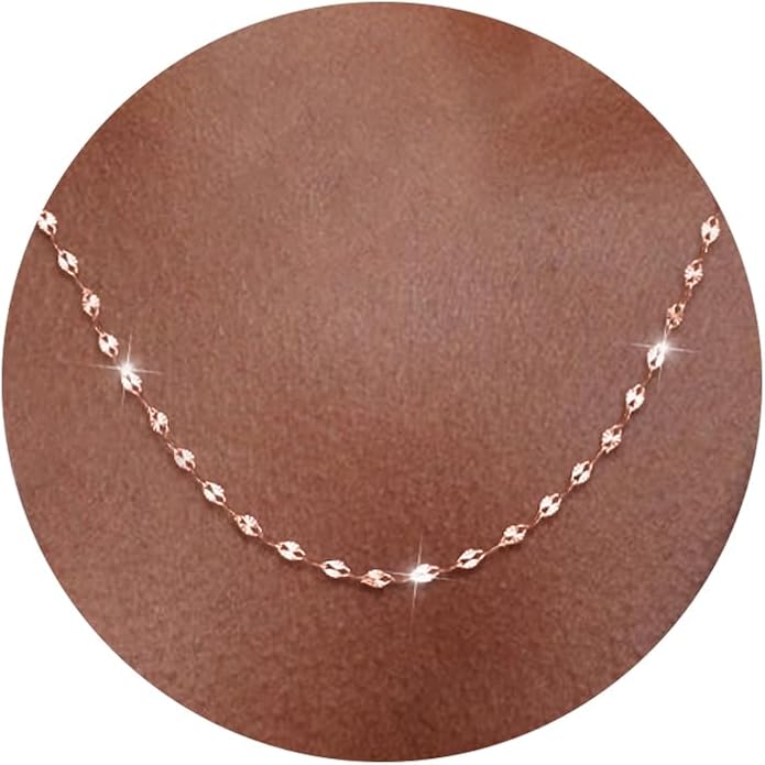 925 Sterling Silver Chain Necklace Link Chain Necklace for Women Simple Dainty 16K Gold Plated Necklace for Women Minimalist Waterproof Silver Necklace Trendy Jewelry Gifts