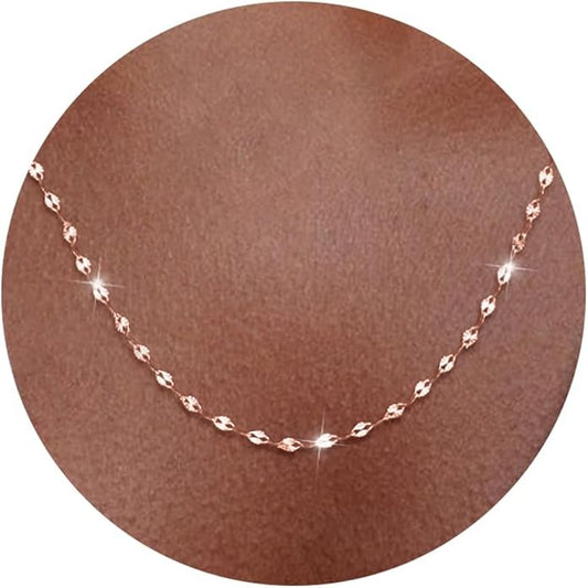 925 Sterling Silver Chain Necklace Link Chain Necklace for Women Simple Dainty 16K Gold Plated Necklace for Women Minimalist Waterproof Silver Necklace Trendy Jewelry Gifts