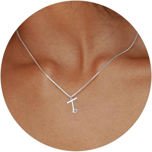 Initial Necklaces for Women Trendy, Dainty Silver Letter Necklace Cute Pendant Choker Name Necklace Personalized Costume Monogram Silver Jewelry Necklace for Women Valentines Gifts