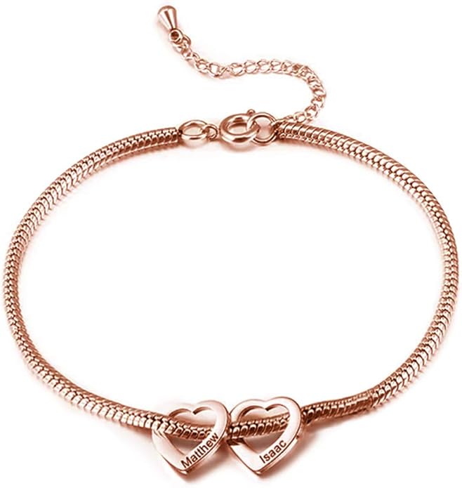 Personalized Anklets for Women Adjustable Silver Gold Anklets with Heart Name Initial Ankle Bracelets for Women Jewelry Gifts for Mom Her