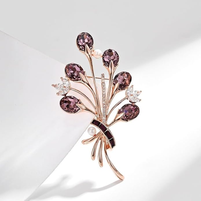 Flower Brooch Pin Rhinestones Pearl Flower Brooches Floral Pin Jewelry for Women Girls