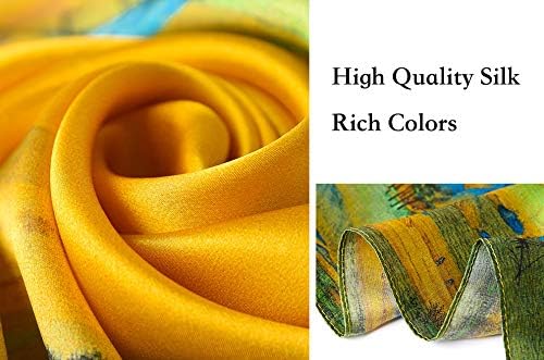 ANDANTINO 100% Mulberry Silk Square Scarf for Hair-25.6" X25.6'' Women Men Natural Silk Neckerchief Digital Printed Headscarf