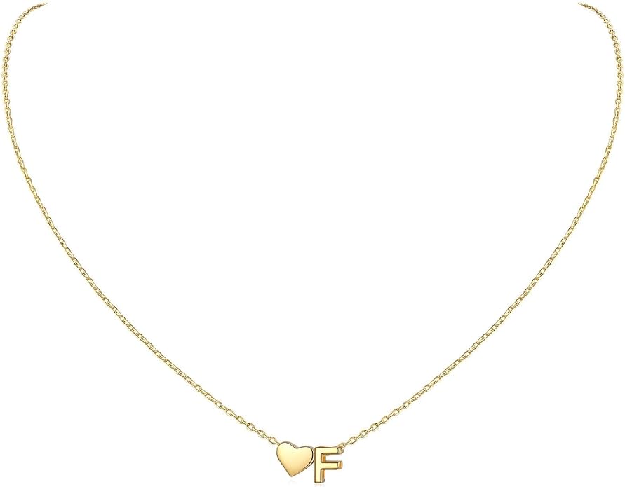 ChicSilver 925 Sterling Silver Heart Initial Necklaces for Women -Dainty Personalized Heart Pendant Letter Alphabet Necklace for Women