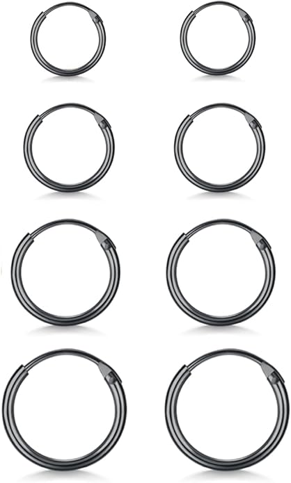 Silver Hoop Earrings- Cartilage Earring Small Hoop Earrings for Women Men,4 Pairs of Hypoallergenic 925 Sterling Silver Tragus Earrings