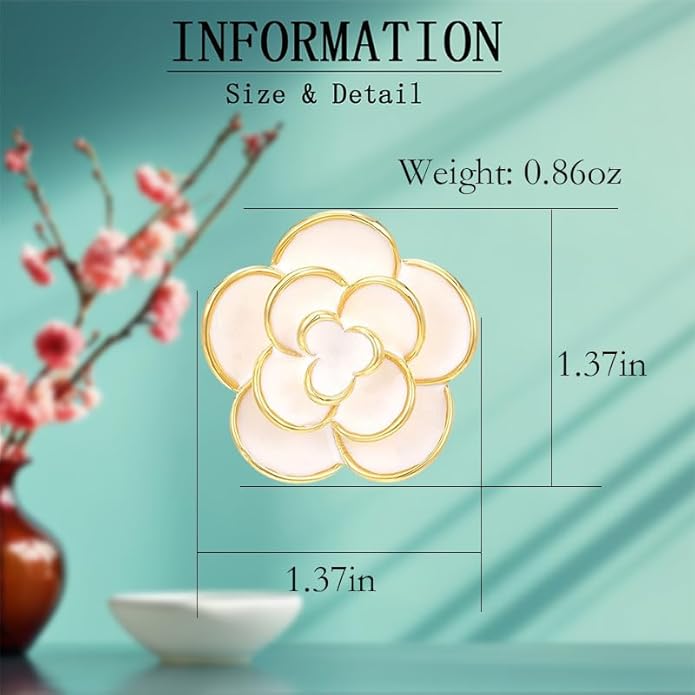 Flower Brooch Pin - Rhinestone Flower Pin 18k Gold Plated - Thanksgiving Day, Birthday, Wedding Gifts for Mom, Wife