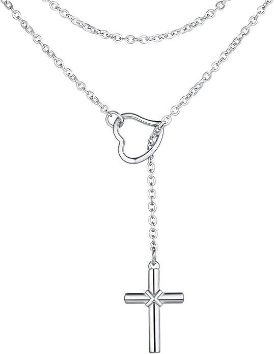 FOCALOOK Lariat Y-Necklaces | Long Necklaces for Women | Long Black Necklaces | Gold Necklaces for Women | Drop Heart Necklaces for Women | Front Adjustable Long Chain Necklace