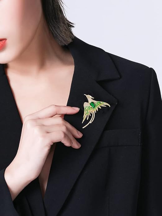 Exquisite 14K Gold Phoenix Brooch for Women, Inlaid with Moissanite and Premium Gemstones, Ideal Luxury Gift for Holidays and Special Occasions