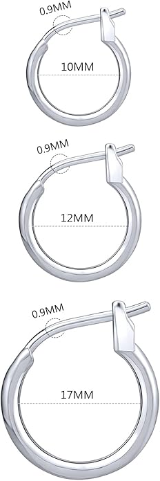 AoedeJ 925 Sterling Silver Hoop Earrings, High Polished Round Tiny Click-Top Hoop Earrings, Small Clasp Hoop Piercing Earrings