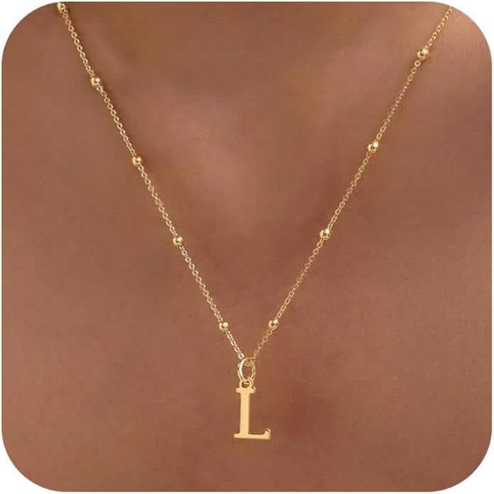 Initial Necklaces for Women Dainty Gold Letter Pendant Necklace 14k Gold Plated A-Z Name Necklaces Cute Charm Choker Necklace Fashion Accessories Non Tarnish Trendy Jewelry Gift