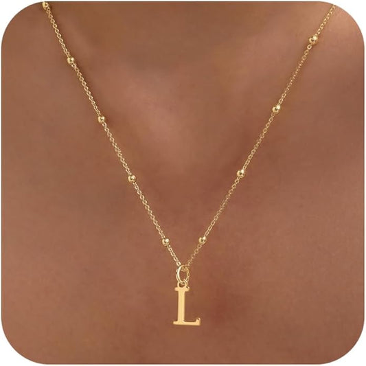 Initial Necklaces for Women Dainty Gold Letter Pendant Necklace 14k Gold Plated A-Z Name Necklaces Cute Charm Choker Necklace Fashion Accessories Non Tarnish Trendy Jewelry Gift