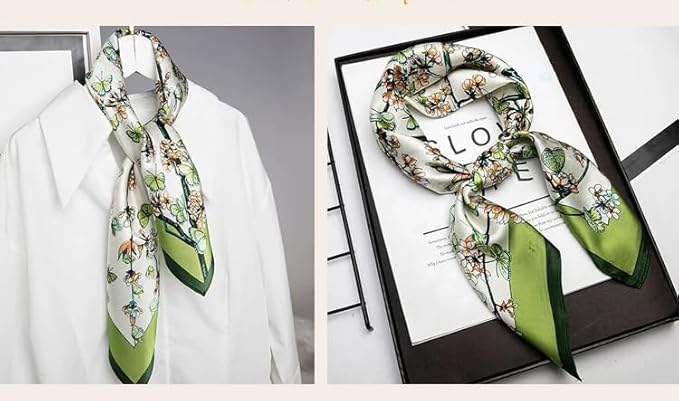 ANDANTINO 100% Mulberry Silk Square Scarf for Hair-25.6" X25.6'' Women Men Natural Silk Neckerchief Digital Printed Headscarf