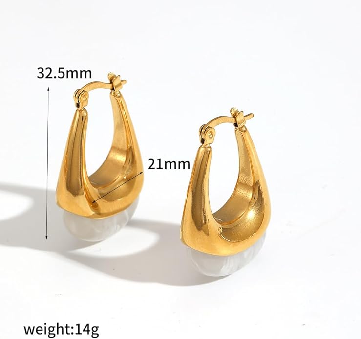 Vintage Gold Hoops Earrings for Women,Brown White Blue Pink Chunky Dangle Drop Jewelry with Resin Gemstones, Trendy Statement Earrings for Beach,Party, Vintage Gift for Travel Maximalist Jewelry