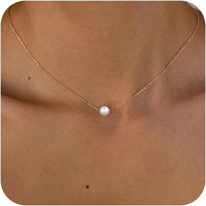 Charm Necklaces for Women,14k Gold Plated Waterproof Dainty Choker Necklace Summer Seashell Pearl Beach Cute Necklaces Set Fashion Jewelry Gift