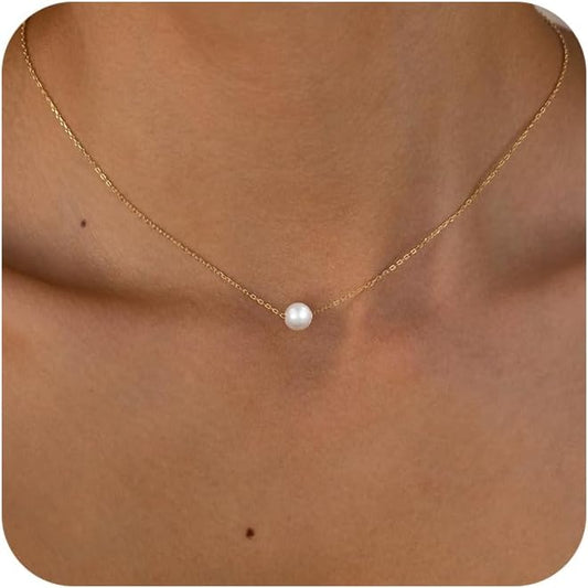 Charm Necklaces for Women,14k Gold Plated Waterproof Dainty Choker Necklace Summer Seashell Pearl Beach Cute Necklaces Set Fashion Jewelry Gift